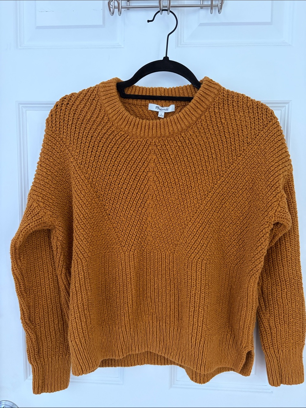 Madewell Textured Crewneck Sweater in Mustard